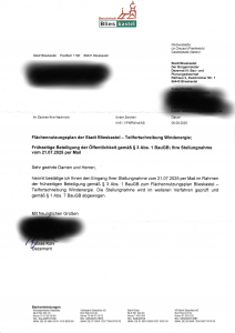 Baudezernent Blieskastel - das Schreiben